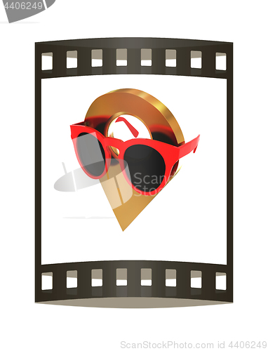 Image of Glamour map pointer in sunglasses. 3d illustration. The film str