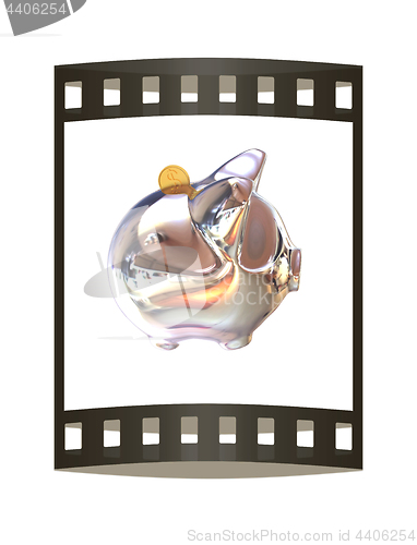 Image of Piggy in Chrome Symbol for Financial Concepts. 3d illustration. 