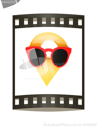 Image of Glamour map pointer in sunglasses. 3d illustration. The film str