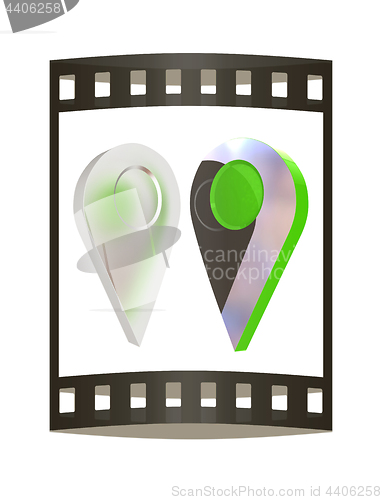 Image of Realistic 3d pointer of map. 3d illustration. The film strip.