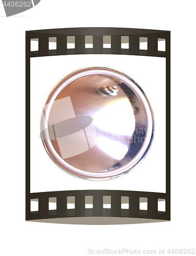 Image of Metall button. 3d illustration. The film strip.