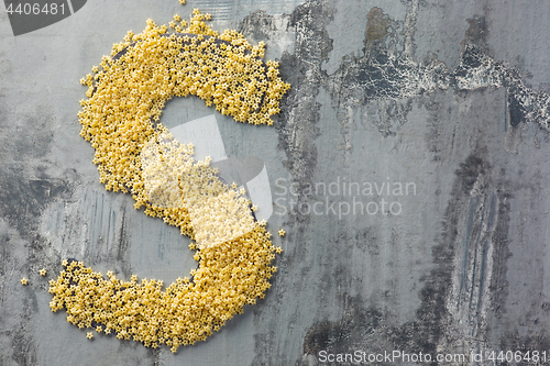 Image of Alphabet made of pasta. Letter S