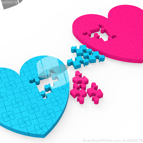 Image of Two 3D Hearts Showing Romantic Gestures