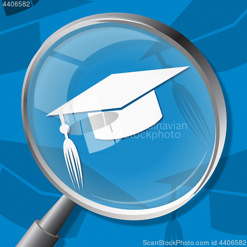 Image of Mortarboard Magnifier Shows Magnifying Hat And Bachelor