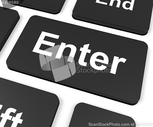 Image of Enter Key Shows Computing And Internet