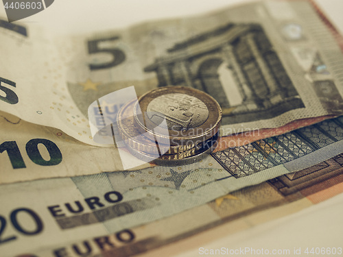 Image of Vintage Euro coins and notes