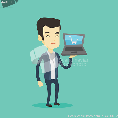 Image of Man shopping online vector illustration.