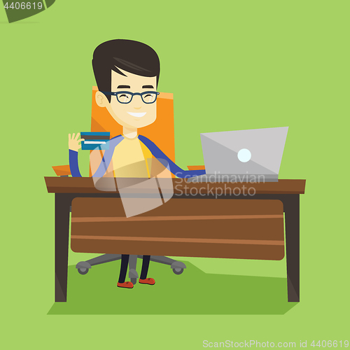 Image of Man shopping online vector illustration.