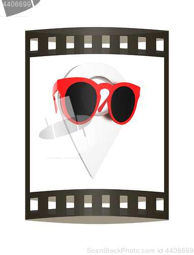 Image of Glamour map pointer in sunglasses. 3d illustration. The film str