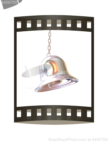 Image of Shiny metal bell isolated on white background. 3d illustration. 