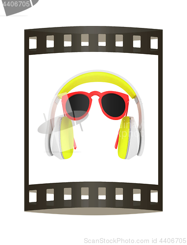 Image of Sunglasses and headphone for your face. 3d illustration. The fil