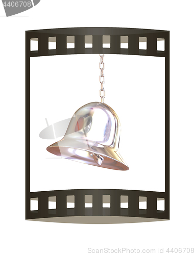 Image of Shiny metal bell isolated on white background. 3d illustration. 