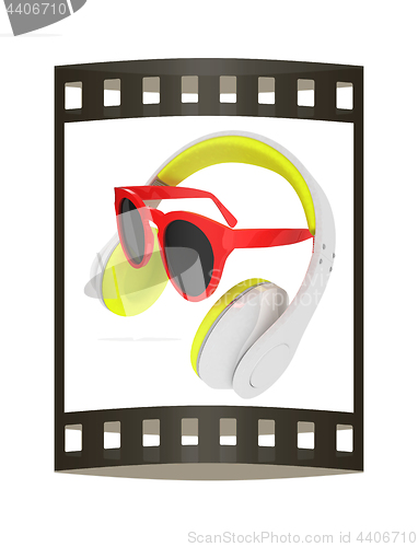 Image of Sunglasses and headphone for your face. 3d illustration. The fil
