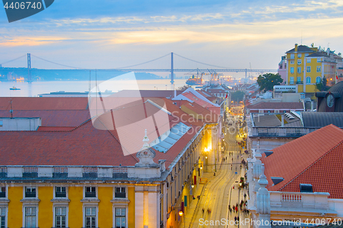 Image of Lisbon at dusk, Portugal