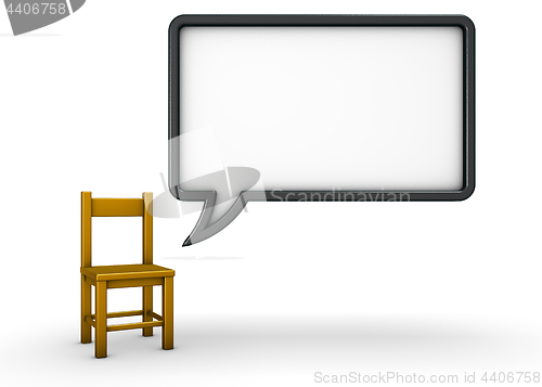 Image of chair and speech bubble