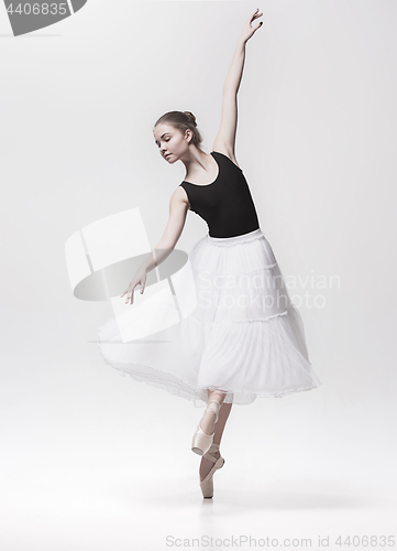 Image of Young classical dancer isolated on white background.