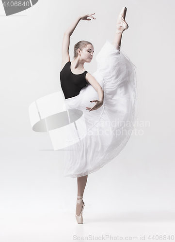 Image of Young classical dancer isolated on white background.