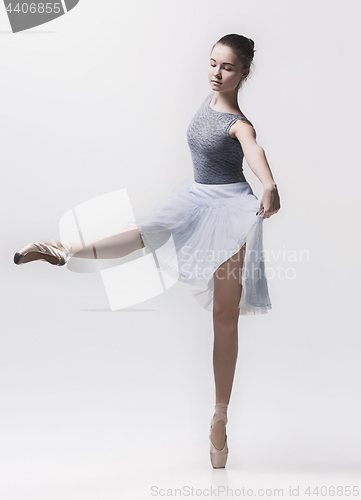 Image of Young classical dancer isolated on white background.