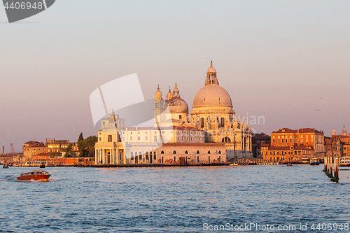 Image of Santa Maria della Salute in Venice, Italy at sunrise