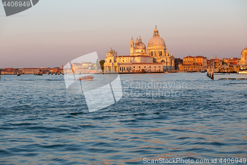 Image of Santa Maria della Salute in Venice, Italy at sunrise