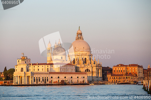 Image of Santa Maria della Salute in Venice, Italy at sunrise