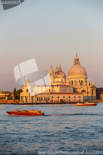 Image of Santa Maria della Salute in Venice, Italy at sunrise