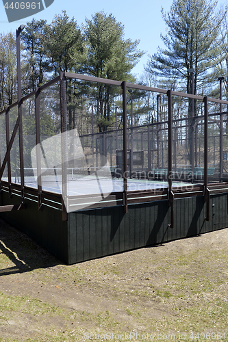 Image of platform paddle tennis court at private suburban club