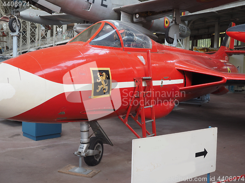 Image of editorial Hawker-Hunter historic jet fighter plane  on display B