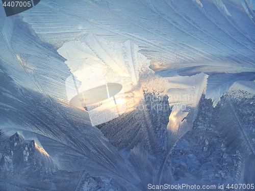 Image of Beautiful ice pattern and sunlight