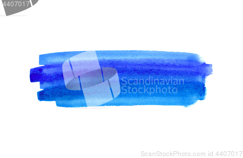 Image of Bright blue watercolor blot on white background