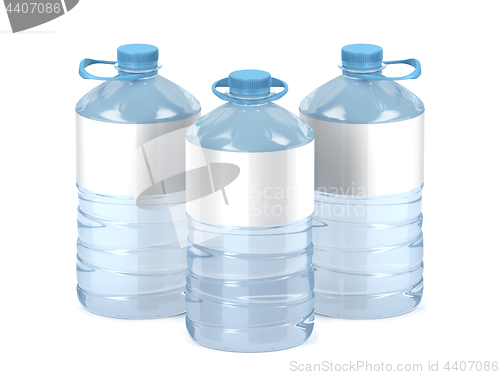 Image of Big plastic water bottles on white