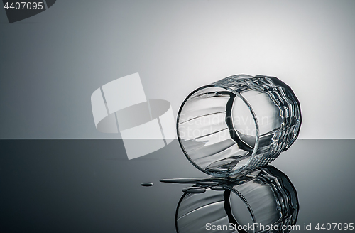 Image of Lying glass with drops of water