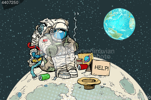 Image of Poor hungry astronaut on the moon