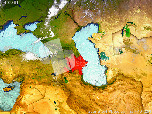 Image of Azerbaijan on illustrated globe
