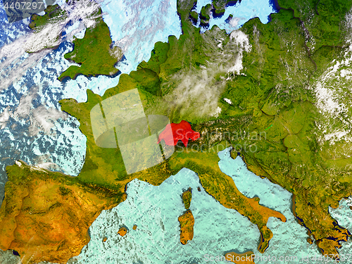 Image of Switzerland on illustrated globe