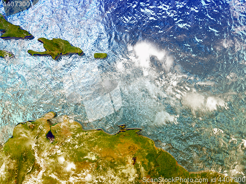 Image of Caribbean on illustrated globe