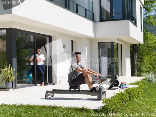 Image of man doing morning exercises
