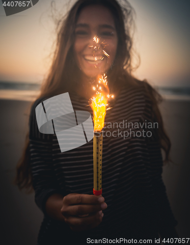 Image of Girl with Fireworks