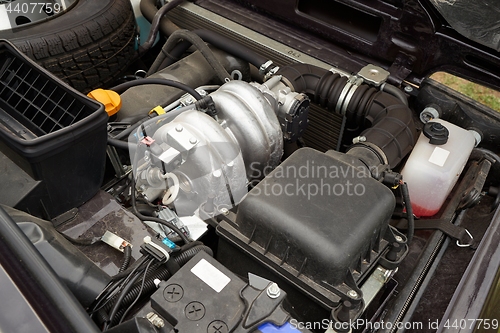 Image of Old Car Engine Bay