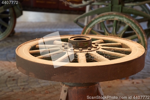 Image of Old cart wheel