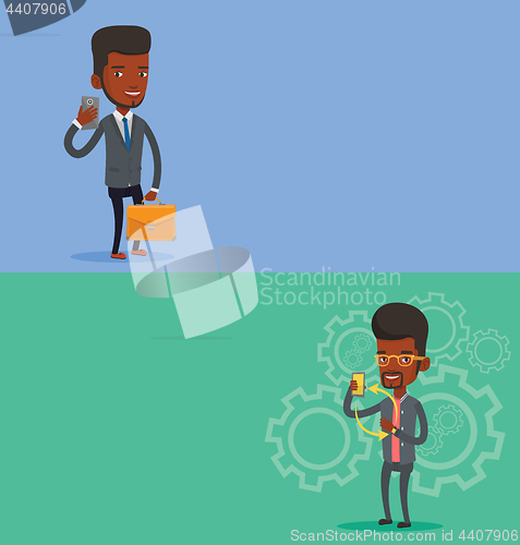 Image of Two technology banners with space for text.