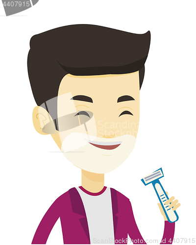 Image of Man shaving his face vector illustration.