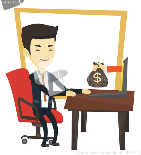 Image of Businessman earning money from online business.