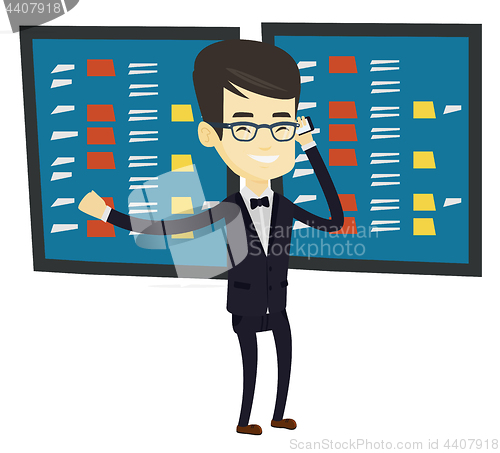 Image of Stockbroker at stock exchange vector illustration.