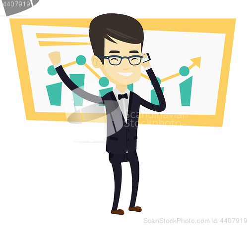 Image of Businessman celebrating business success.
