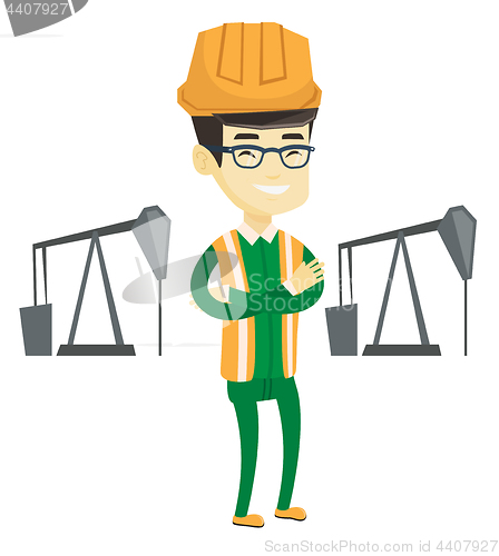 Image of Confident oil worker vector illustration.