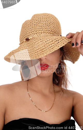 Image of Mystery woman with straw hat