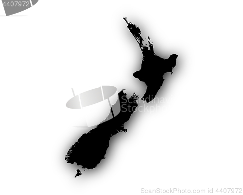 Image of Map of New Zealand with shadow