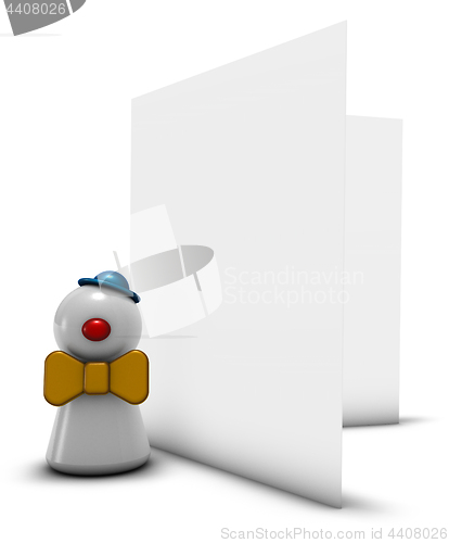 Image of clown and blank card