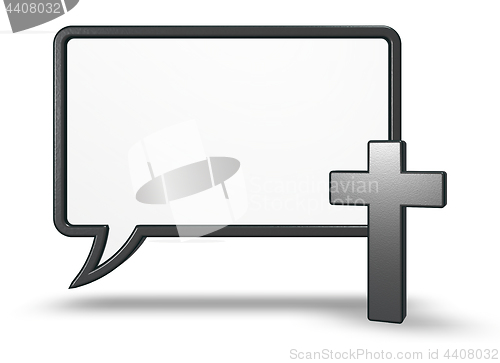 Image of christian cross and speech bubble